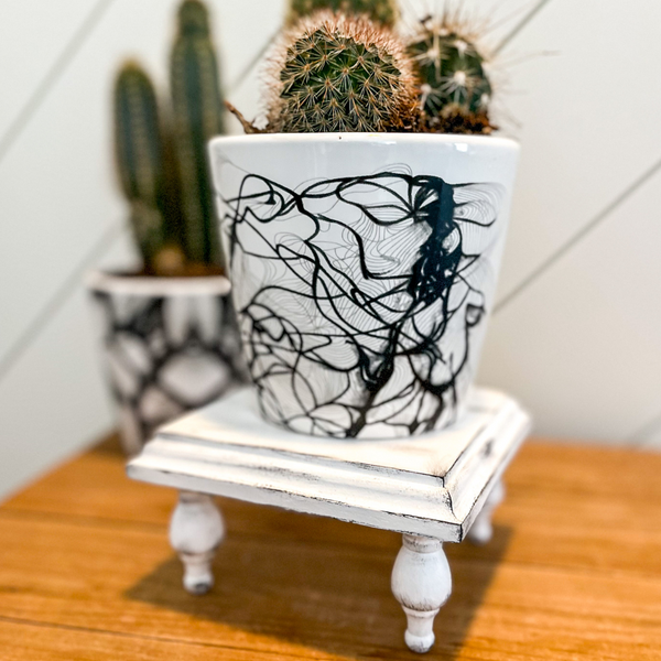 Small Plant Stand, Wooden Plant Riser - Oak + Vine Designs