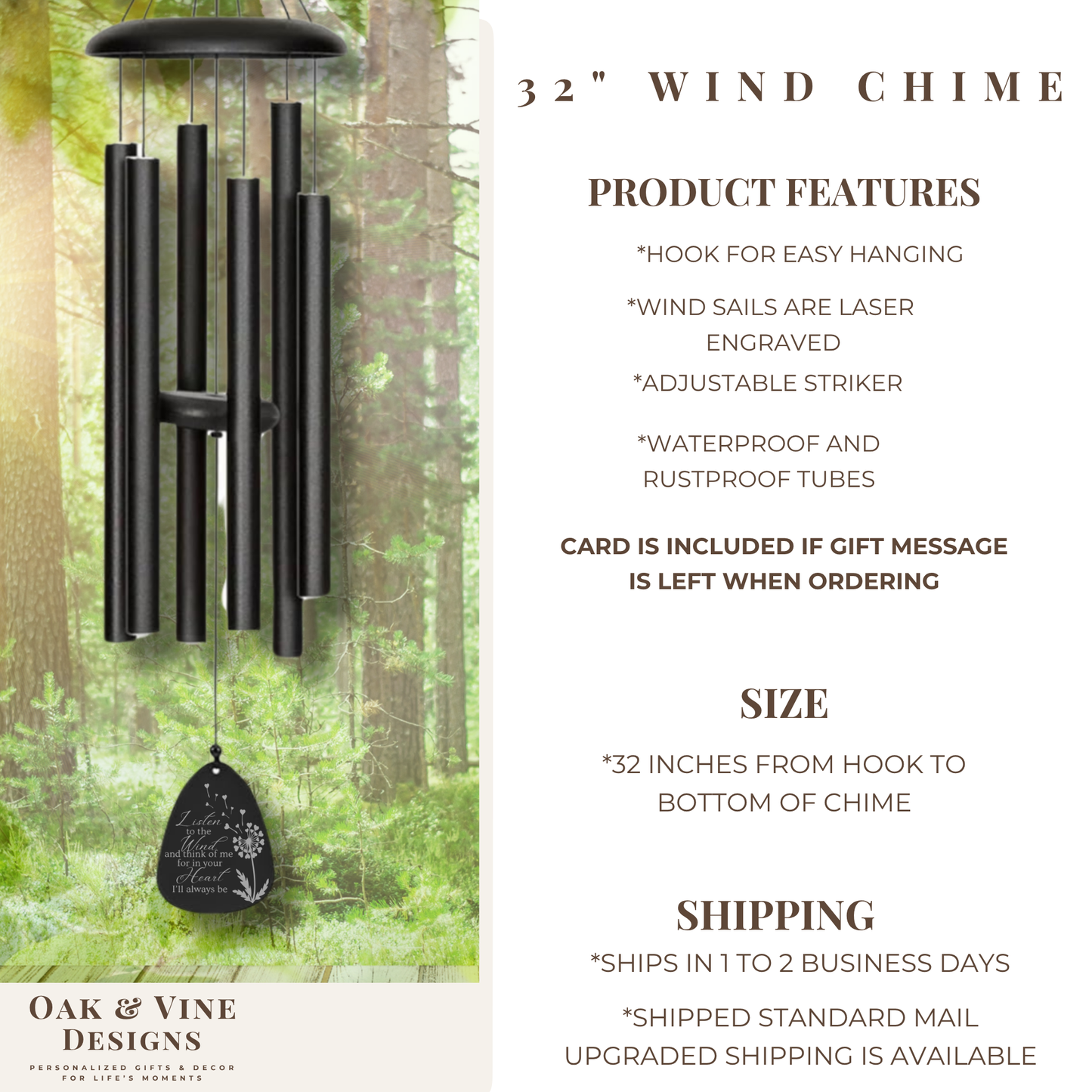Personalized Memorial Wind Chime – Custom Sympathy Gift for Loss & Remembrance