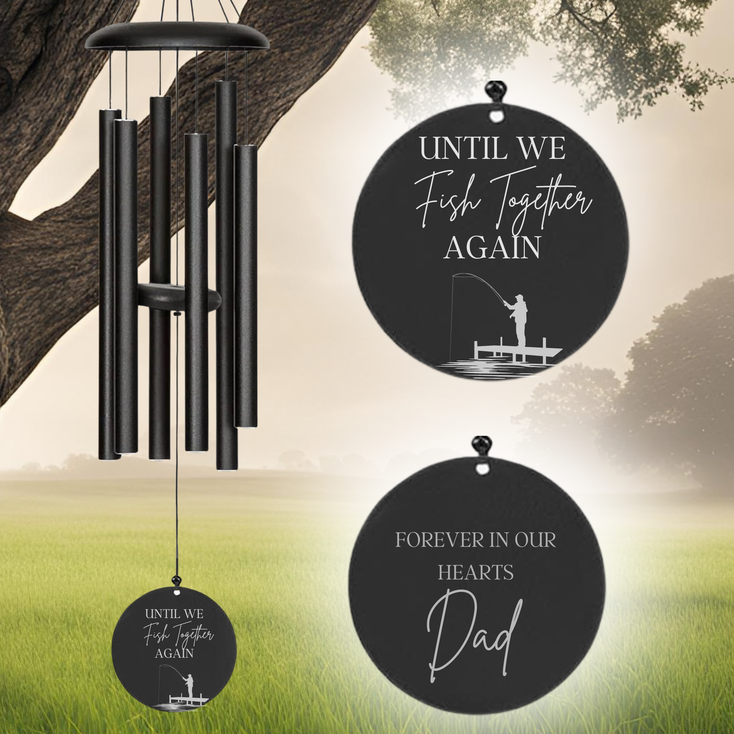 Custom Fisherman Wind Chime – A Soothing Memorial Gift for Those Who Loved to Fish