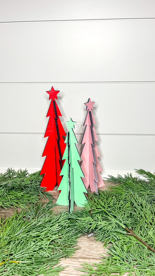 3D Wooden Christmas Tree Decor - Oak + Vine Designs